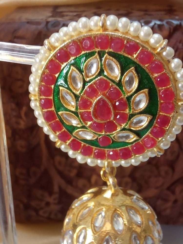 GAARGI GOLDEN RED-GREEN LONG JHUMKAS