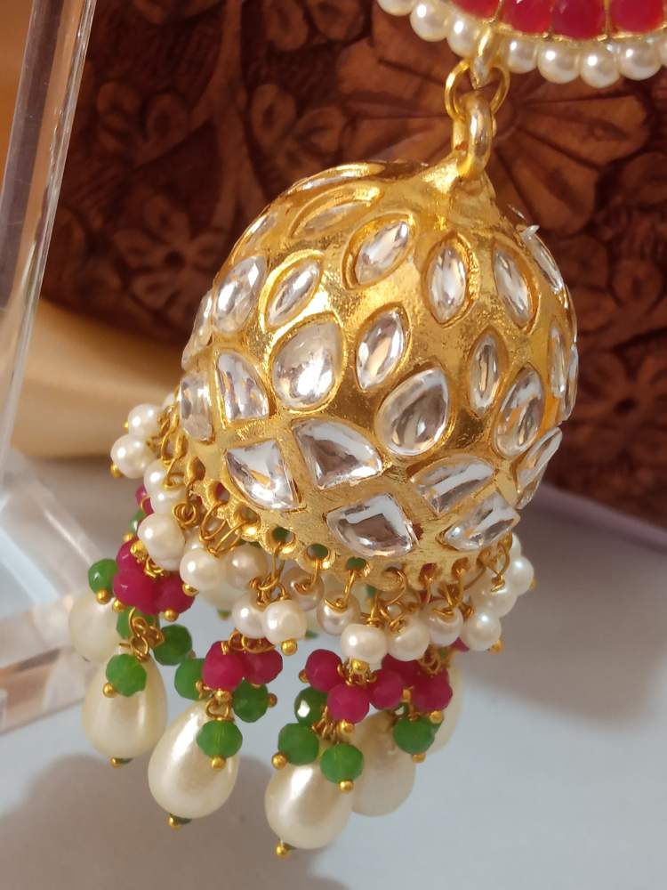 GAARGI GOLDEN RED-GREEN LONG JHUMKAS