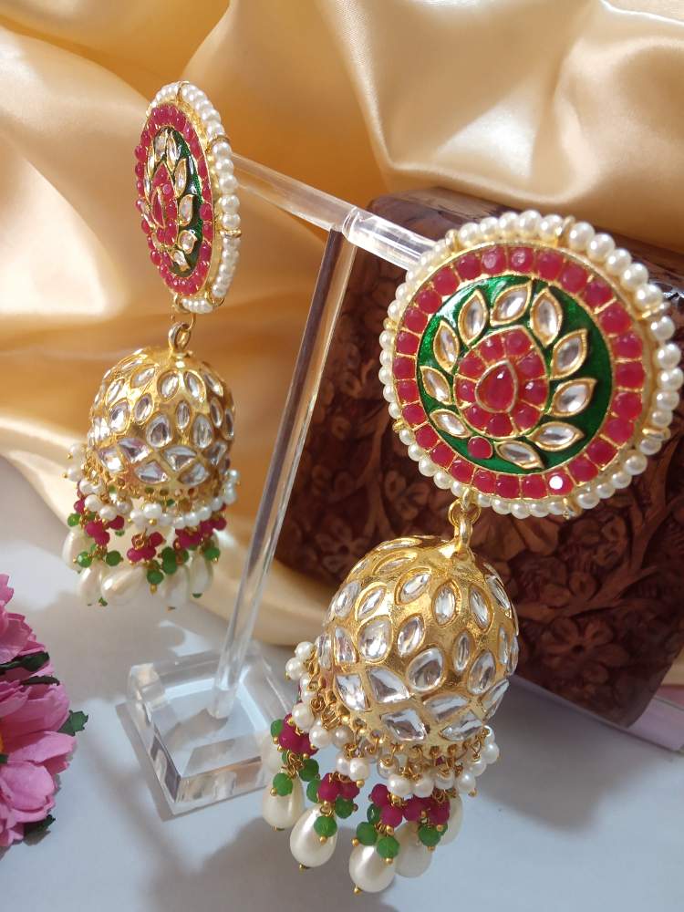GAARGI GOLDEN RED-GREEN LONG JHUMKAS