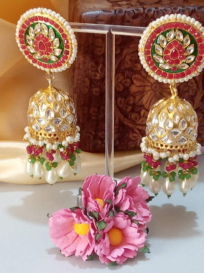 GAARGI GOLDEN RED-GREEN LONG JHUMKAS