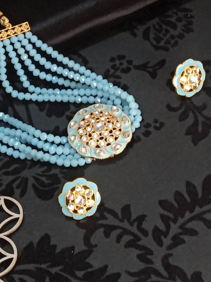 CHETANAA BABY-BLUE JEWELLERY SET