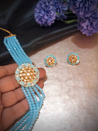 CHETANAA BABY-BLUE JEWELLERY SET