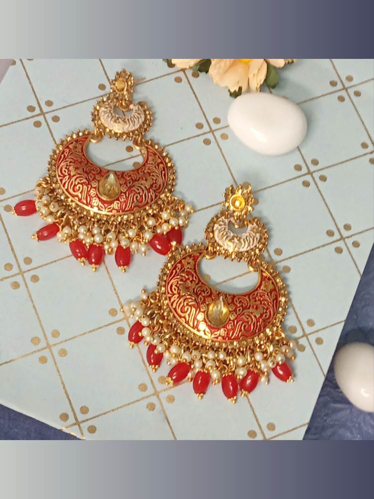 BHOOMI RED WHITE CHANDBALI DANGLERS