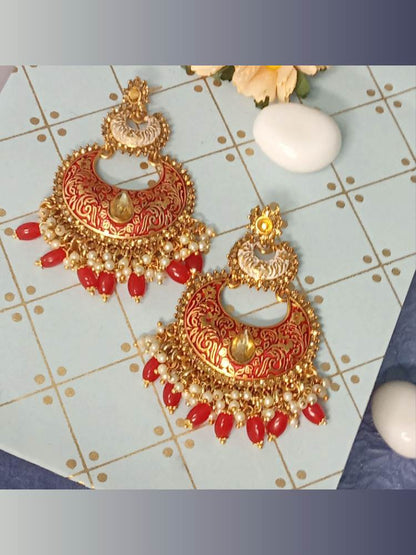BHOOMI RED WHITE CHANDBALI DANGLERS