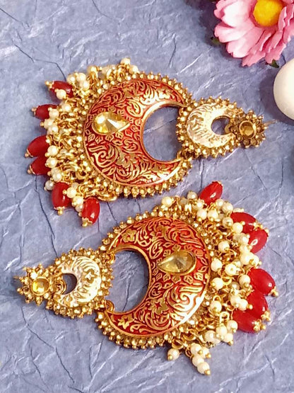 BHOOMI RED WHITE CHANDBALI DANGLERS