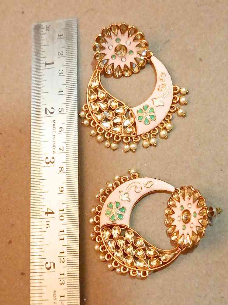 PUSHPA PEACH CHANDBALI DANGLERS