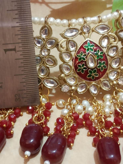 GUNJAN MAROON JEWELLERY SET
