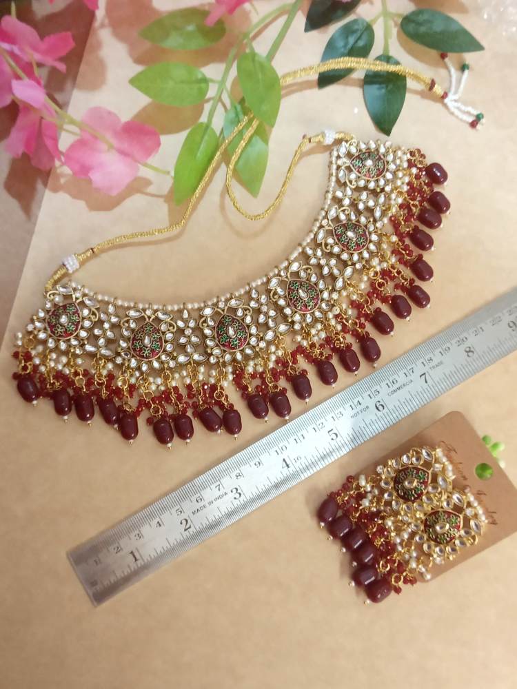 GUNJAN MAROON JEWELLERY SET