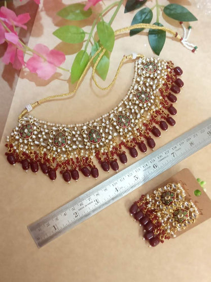 GUNJAN MAROON JEWELLERY SET