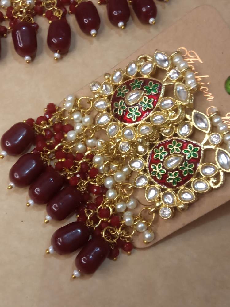 GUNJAN MAROON JEWELLERY SET