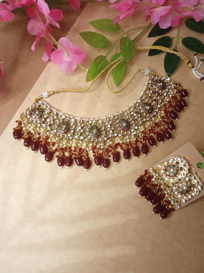 GUNJAN MAROON JEWELLERY SET