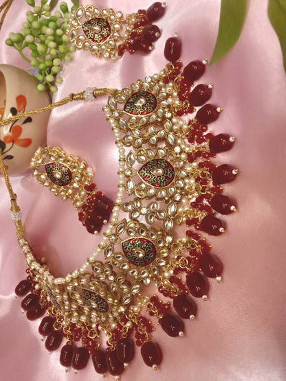 GUNJAN MAROON JEWELLERY SET