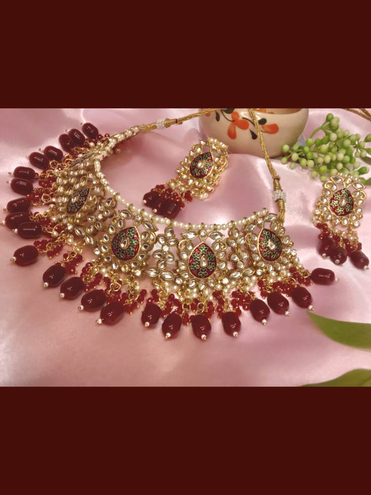 GUNJAN MAROON JEWELLERY SET