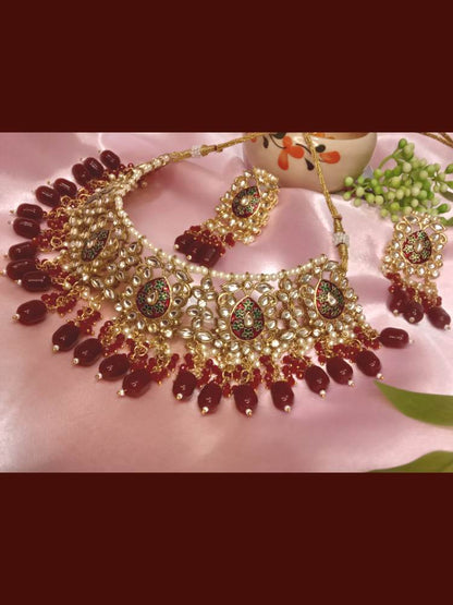 GUNJAN MAROON JEWELLERY SET