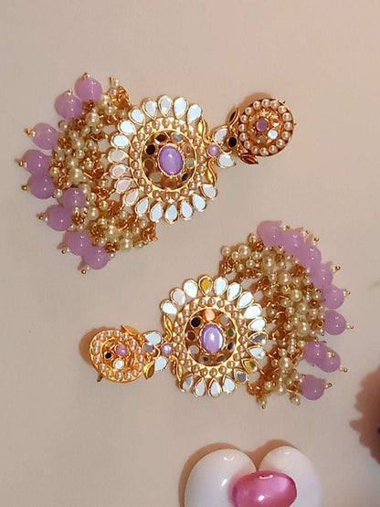 AAIINAA PURPLE CHANDBALI DANGLERS