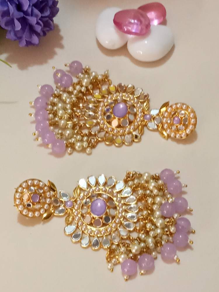 AAIINAA PURPLE CHANDBALI DANGLERS