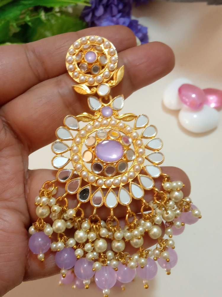 AAIINAA PURPLE CHANDBALI DANGLERS