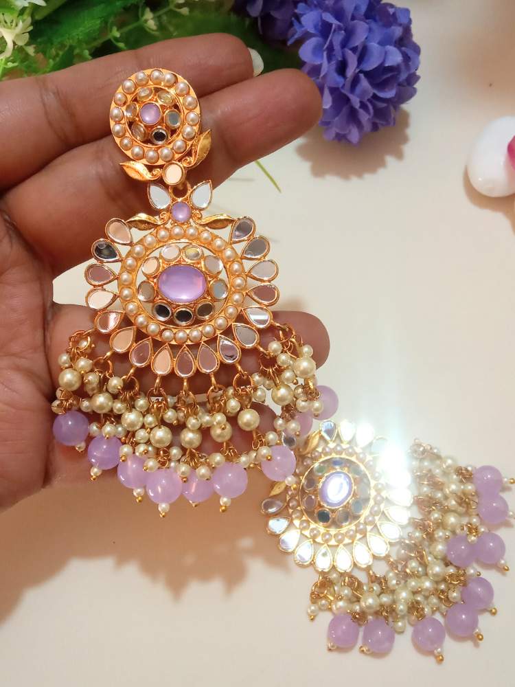 AAIINAA PURPLE CHANDBALI DANGLERS