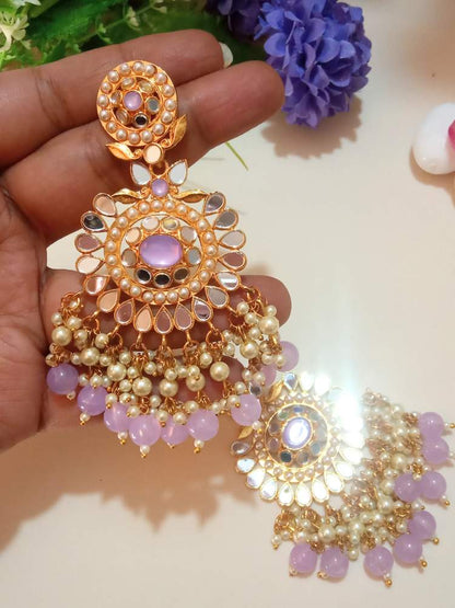 AAIINAA PURPLE CHANDBALI DANGLERS
