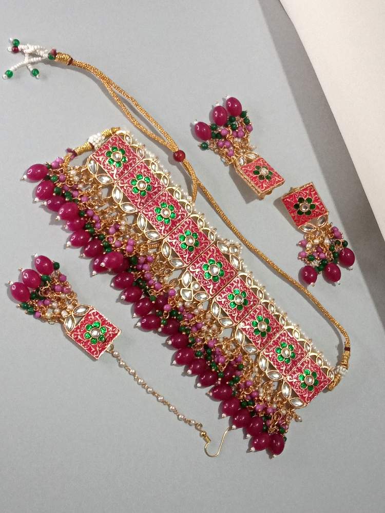 Lucky Jewellery Alloy Gold-plated Pink Jewellery Set Price in India - Buy  Lucky Jewellery Alloy Gold-plated Pink Jewellery Set Online at Best Prices  in India | Flipkart.com