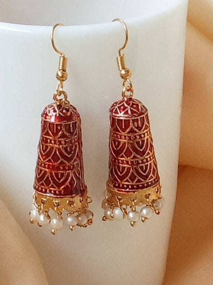 AADYAA MAROON MINI JHUMKIS