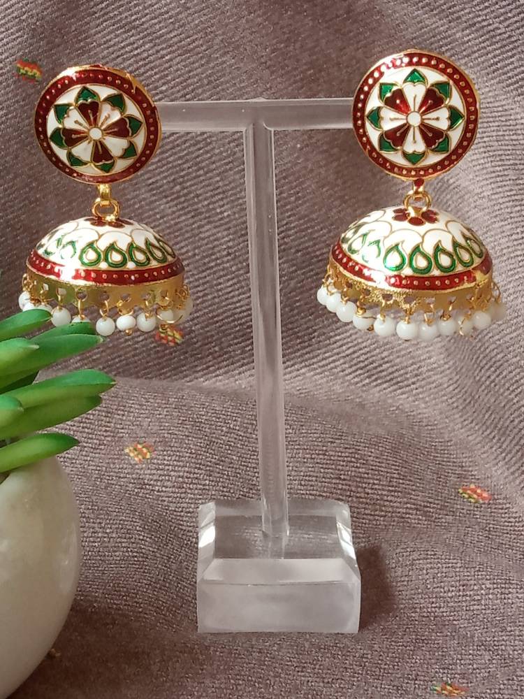AAMRAMANJARI WHITE MAROON JHUMKAS