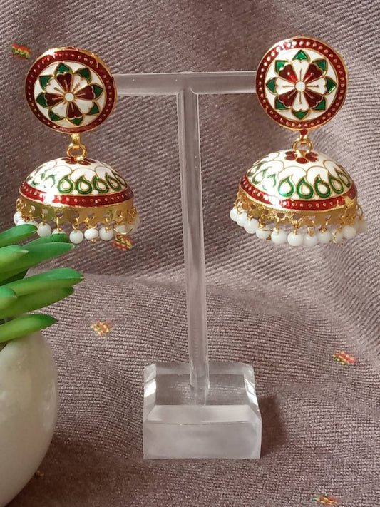 AAMRAMANJARI WHITE MAROON JHUMKAS