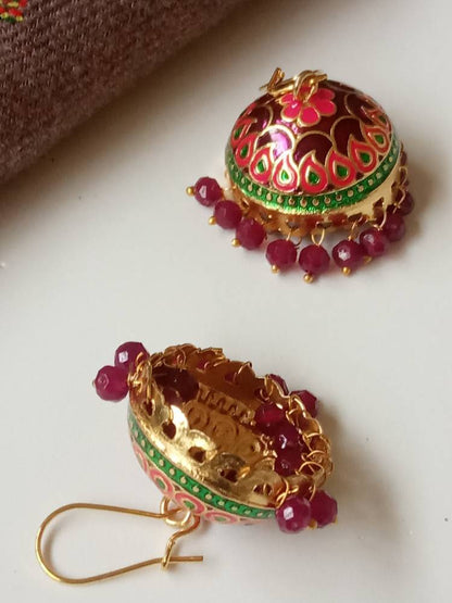AAMRAPUSHPA RED MAROON JHUMKAS