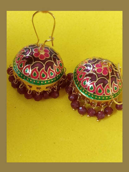 AAMRAPUSHPA RED MAROON JHUMKAS