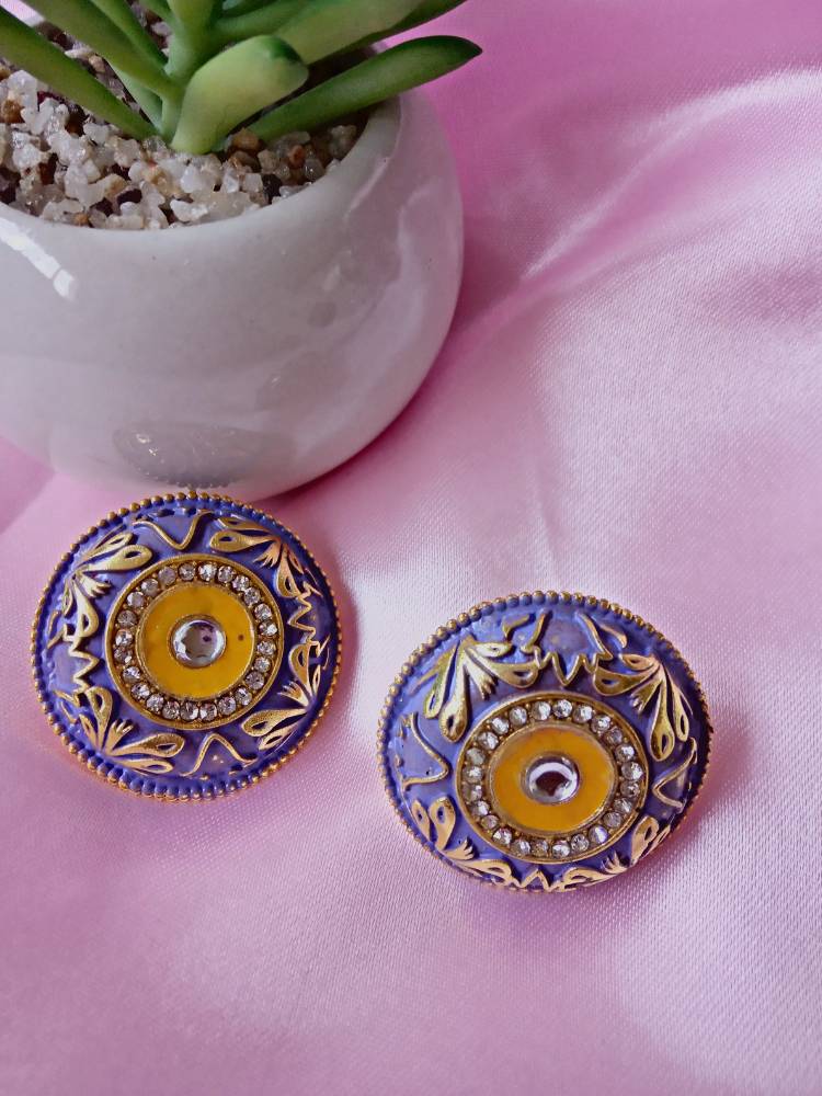 CHAARU PURPLE YELLOW STUDS