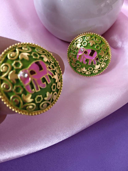 KUNJARI GREEN PINK STUDS
