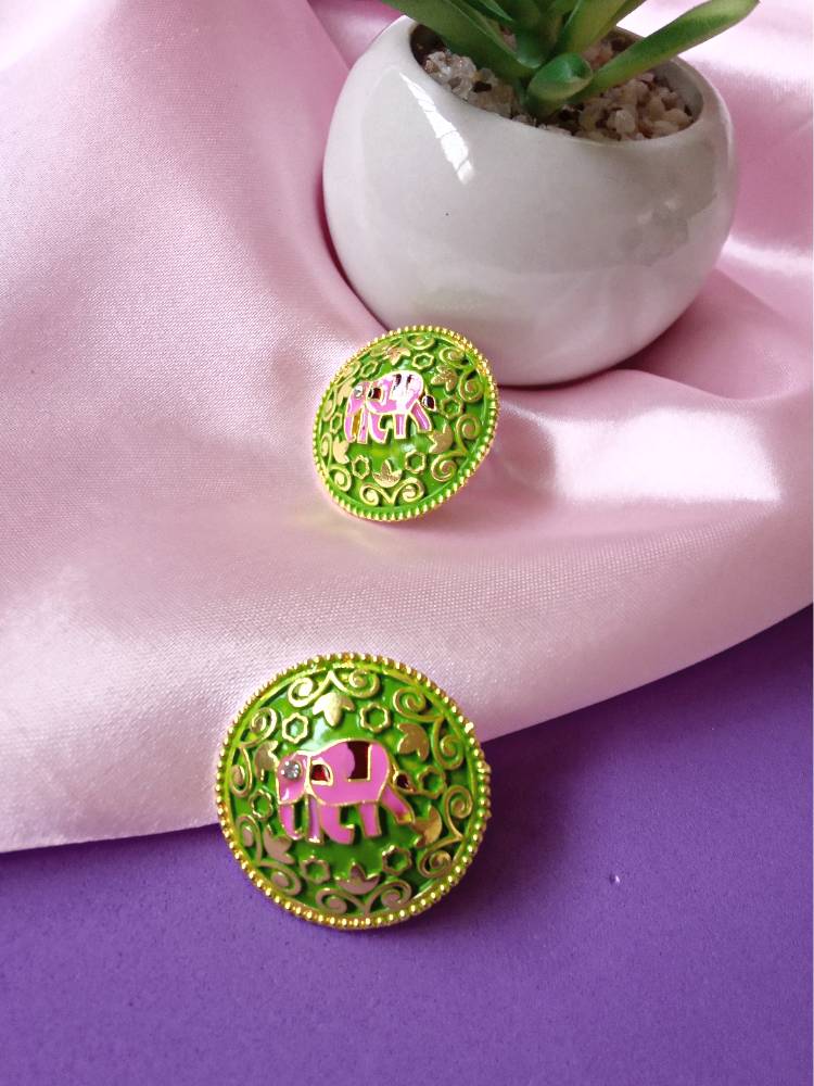 KUNJARI GREEN PINK STUDS