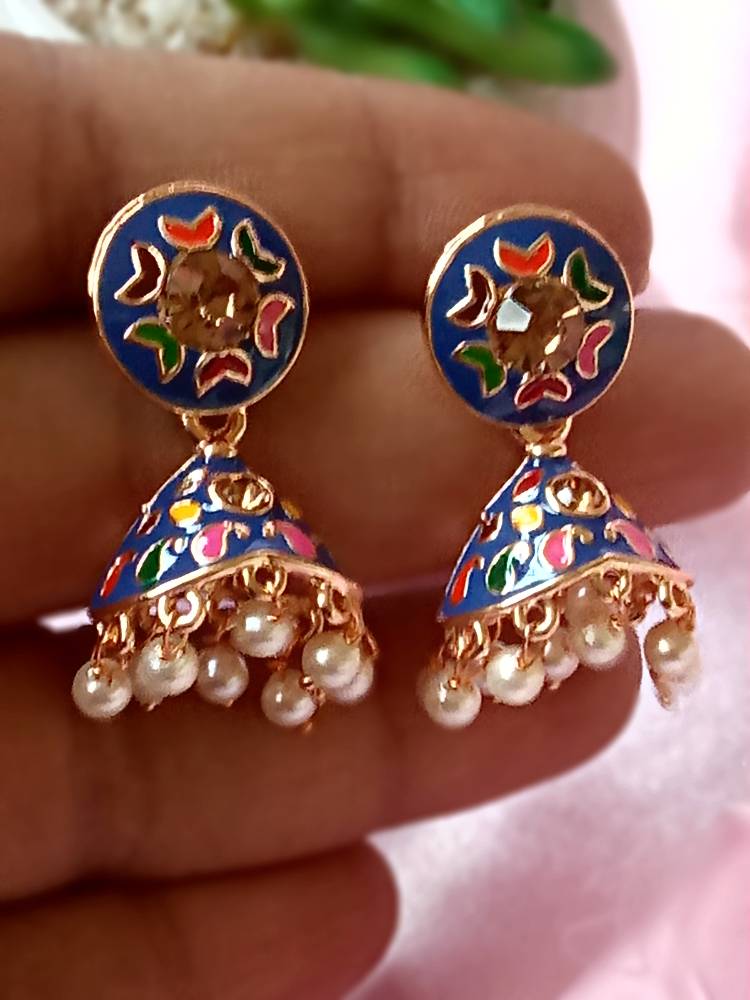 RUHI BLUE MULTI-COLOR JHUMKAS