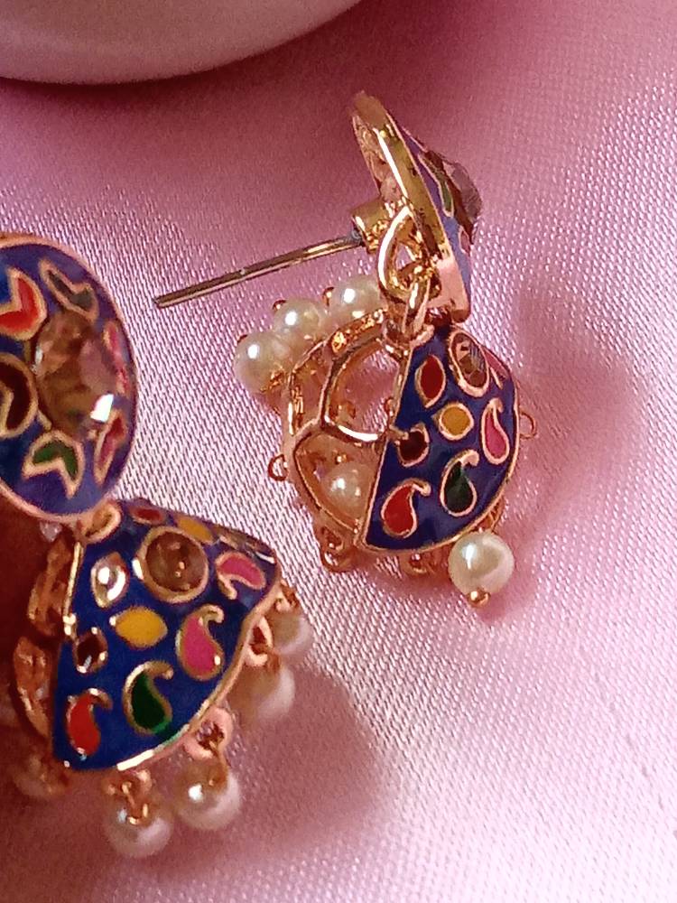RUHI BLUE MULTI-COLOR JHUMKAS