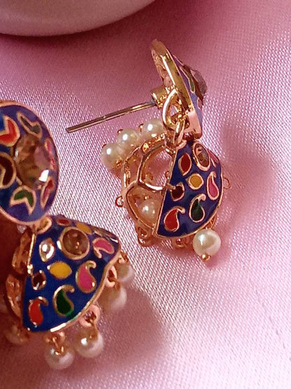 RUHI BLUE MULTI-COLOR JHUMKAS