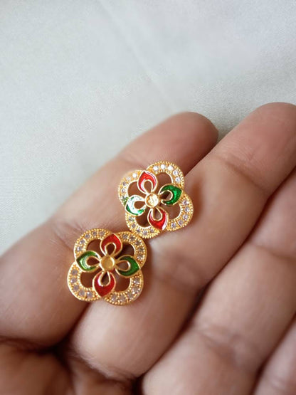 SUVARNA GREEN RED STUDS