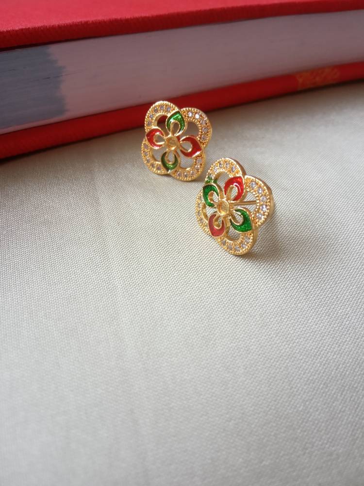 SUVARNA GREEN RED STUDS