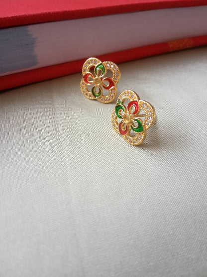 SUVARNA GREEN RED STUDS